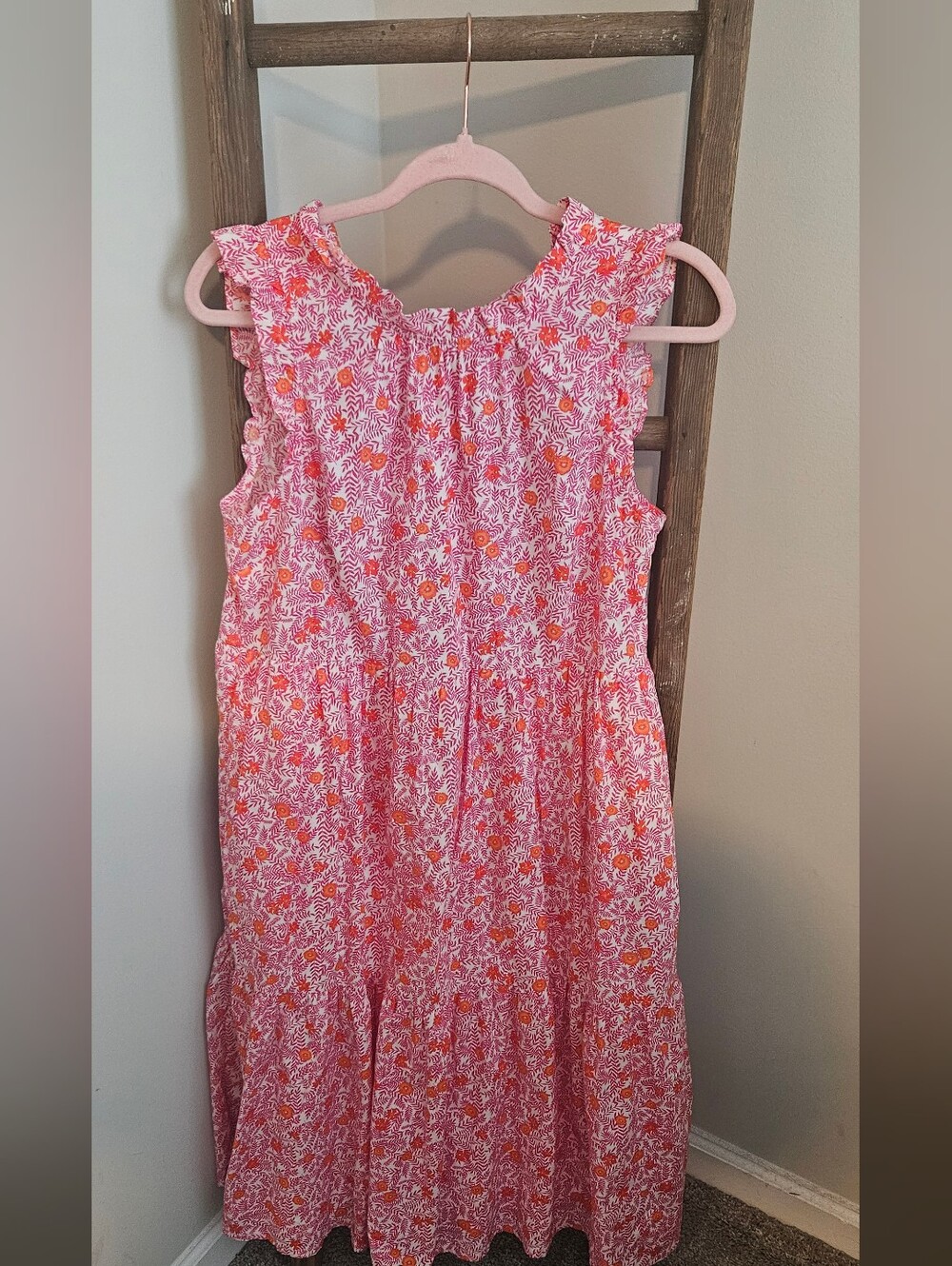 Pink Floral Sleeveless Girls' Dress